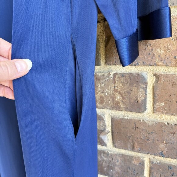 VTG Vanity Fair Nightgown Size M Navy Blue Nylon Button Lightweight One Pocket - Picture 7 of 7